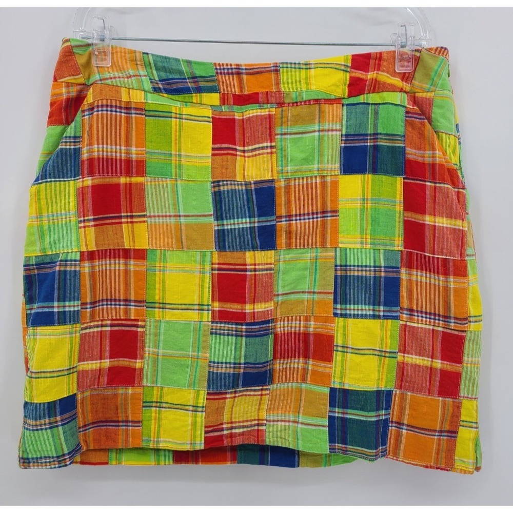 Loudmouth Golf Madras Patchwork Skort 12 Women Plaid Y2K Colorful Boho Athletic